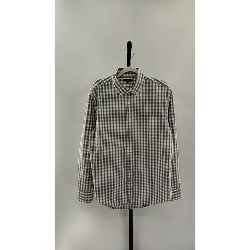 Quince Gray and White Gingham Button-Down Shirt
